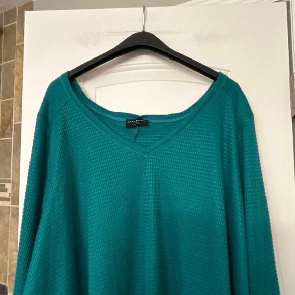 Lane Bryant NWT Turquoise Green Thermal Waffle Knit Relaxed Fit Top 30-32 5X - Picture 3 of 13